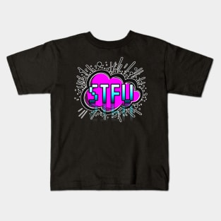 STFU - Trendy Gamer - Cute Sarcastic Slang Text - Social Media - 8-Bit Graphic Typography Kids T-Shirt